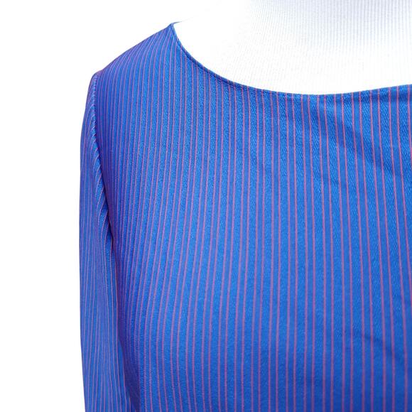 Vintage New Division Blue Red Stripe Belted Shirt Dress Day Dress Size 9 / 10 - Picture 3 of 16